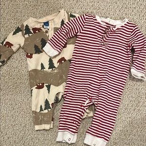 Old Navy Red and Cream Footies One Pieces